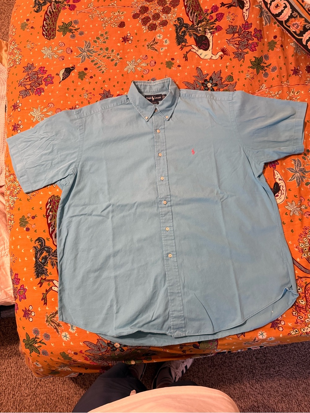 Ralph Lauren (Blake Style Classic Fit) Light Blue Short Sleeve Button-Down Shirt